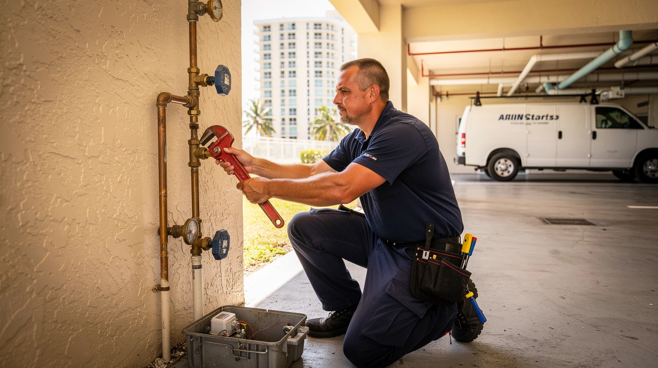 Hallandale Emergency Plumbing SFL technician responding to a plumbing emergency in Miami, FL