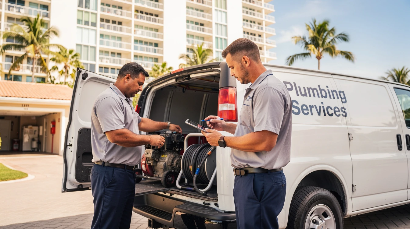 Licensed plumber on a Hallandale Beach job