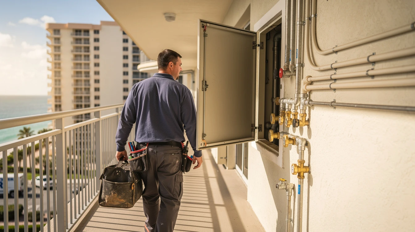 Licensed plumber on a Hallandale Beach job