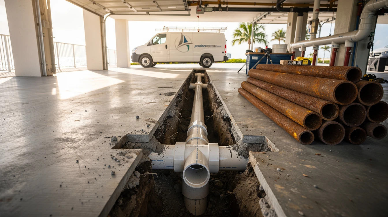 Licensed plumber on a Hallandale Beach job